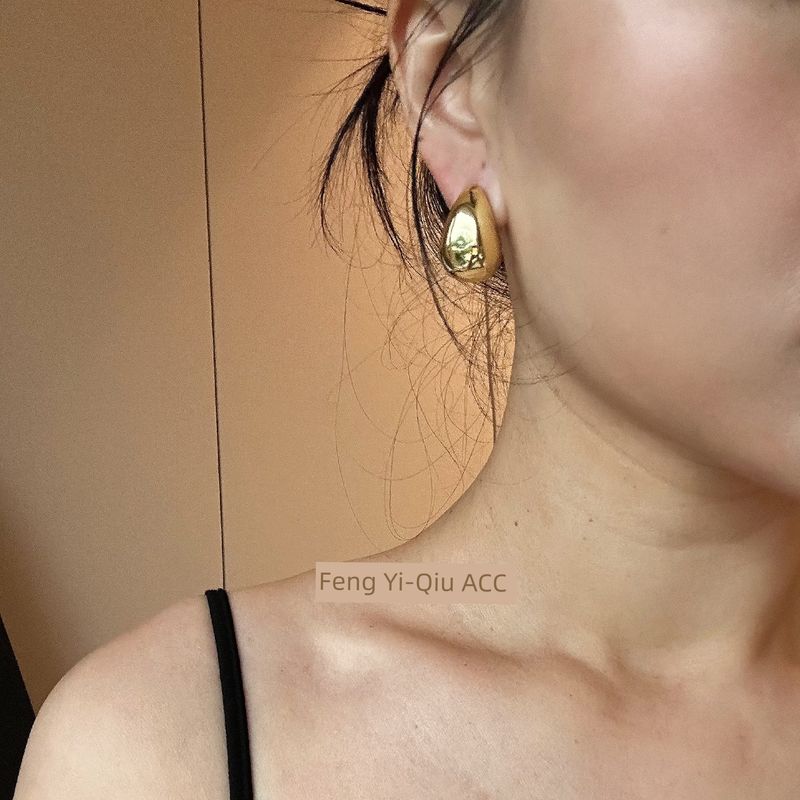 Water Drop Earrings Veneer Ear Earrings 925 Silver Needle Anti-Allergy Fancy Graceful Earrings Female Fashion Ins Earrings Brass Plated with 18K Gold