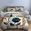 "Blue Rose Musical Art Decor" Soft Skin-Friendly Bedding Set Includes 1 Duvet Cover And 2 Pillowcase Gift