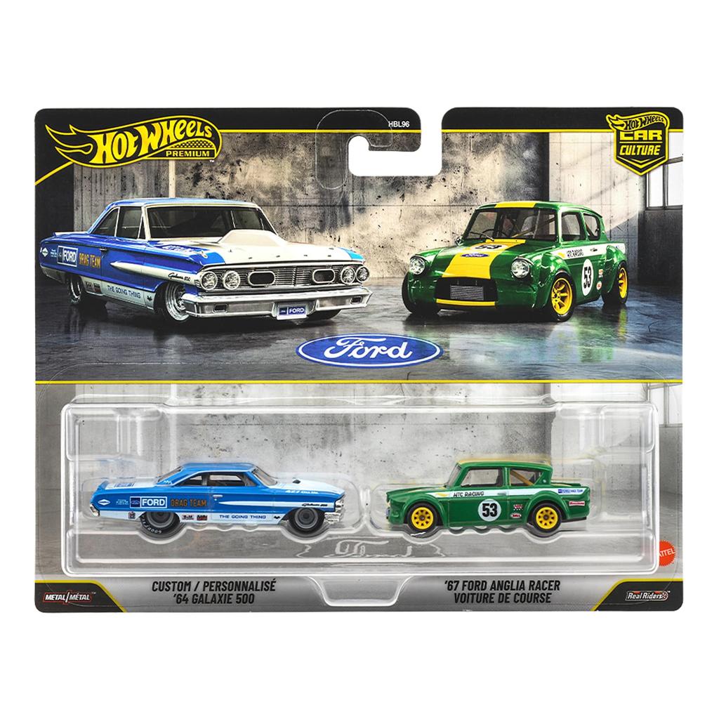 Hot Wheels Premium Custom Galaxy 500 Ford Anglia Racer Vehicle Toy Diecast Car JHW50 2-Pack '64 / '67 (Ages 3+) Multi-color