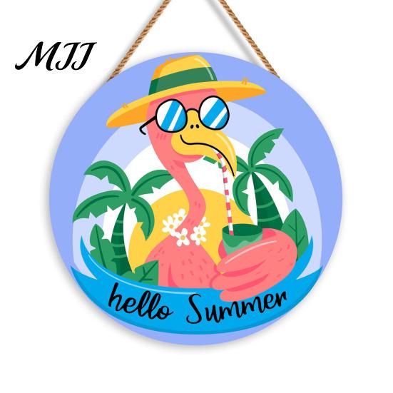 Seaside Resort Porch Decoration Summer Wooden Hanging Sign, Beach Style Wall Decor with Hemp Rope, Tropical Sign Indoor Outdoor Theme for Patio House
