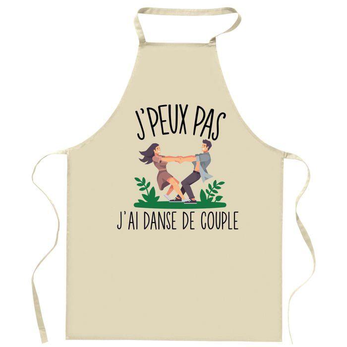 Tablier de cuisine - Planetee - Motif "Danse de couple, J'peux pas" - Coton épais - Impression France