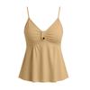 Women’s Casual V Neck Spaghetti Strap Tank Top Button Detail Sleeveless Loose Fit Summer Camisole Blouse Top