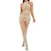 Bodystocking a rete da donna con design traforato, scollo all'americana incrociato e top da discoteca