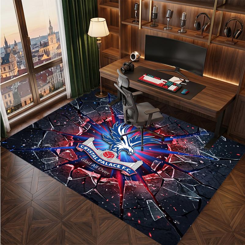 Crystal Palace Football Print Crystal Velvet Rug, Comfortable Water Absorbent Non Slip Indoor Floor Carpet