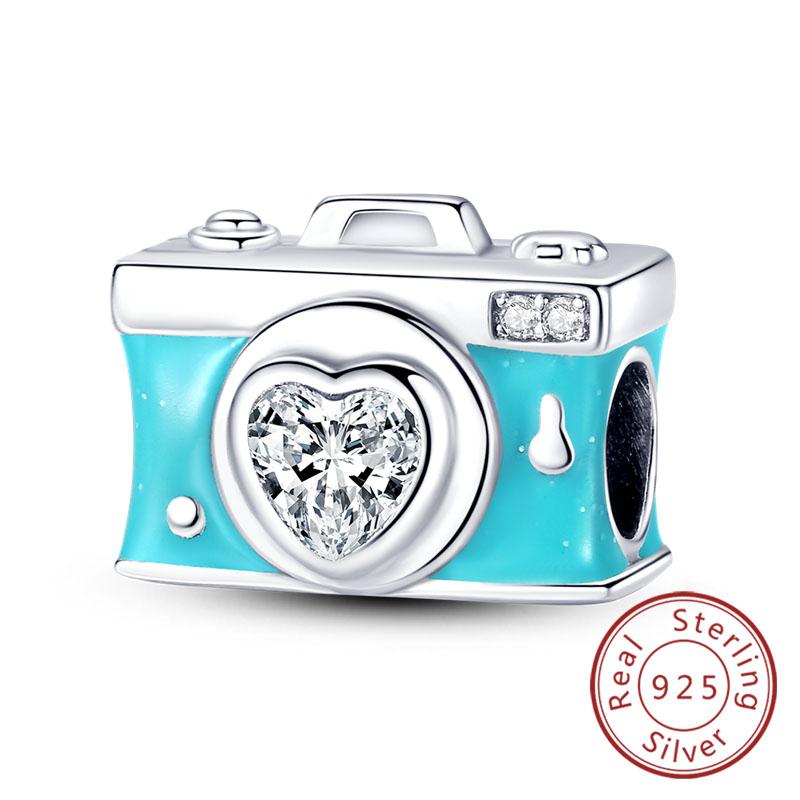 Neuer Kupfer-Charm Flugzeug Kamera Koffer Liebe Reisen Leben DIY Perlen Passend für Original-Charms Armband Schmuck