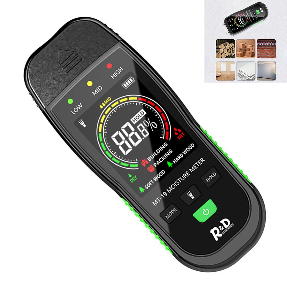 Digital Mold Detector Backlit LCD Screen 2 Pins Wood Humidity Tester Auto Power Off Portable for Walls Firewood Drywall Concrete