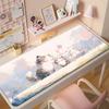 Extra Large Cute Cat Cartoon Mouse Pad with Stitched Edges - Aesthetic Desk Mat for Girls