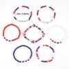 2025 New American Independence Day Bracelet Red White Blue Flag Soft Ceramic Beaded Patriotic