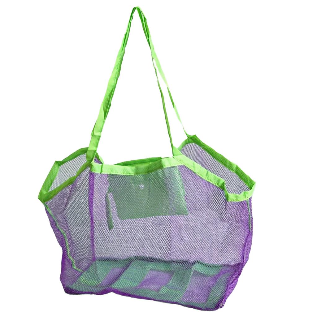 Large-Capacity Mesh Beach Bag Travel Organizer Mesh Toy Storage Bag Foldable Swim Bag