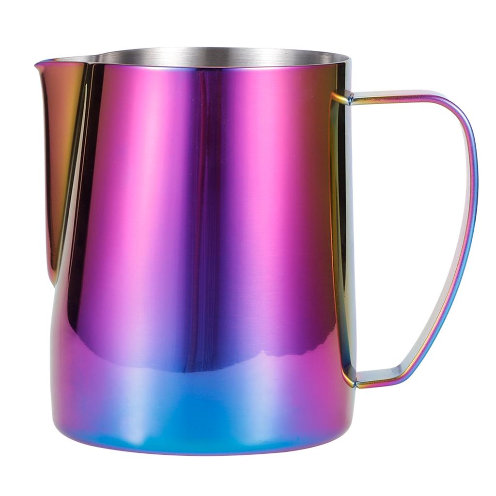 Coffee Cup 304 Stainless Steel Milk Frothing Pitcher Mug with Handle for Latte ArtColorful Purple 600ml