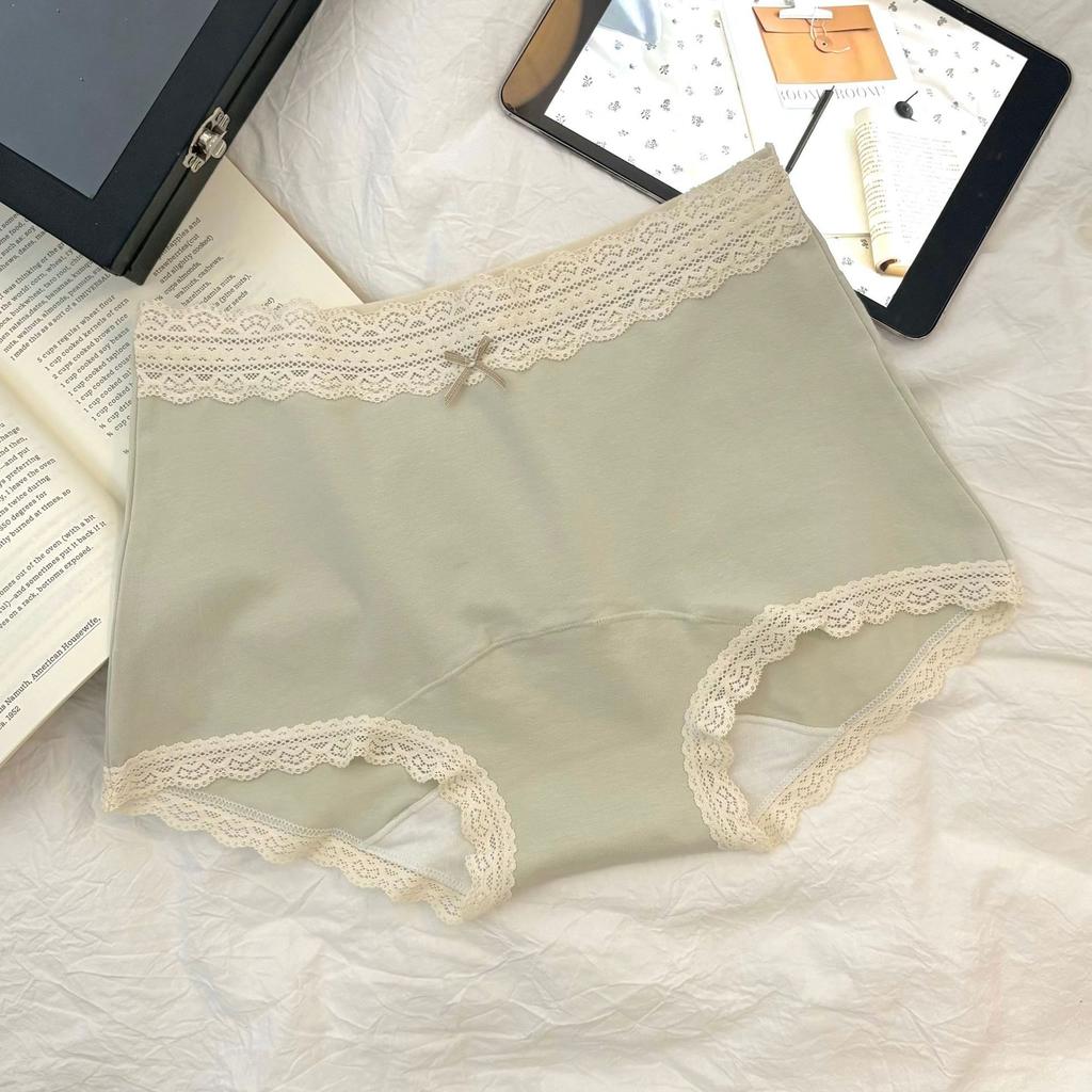 Ladies' Spring and Autumn Retro Pure Cotton Soft and Comfortable 10A Antibacterial Extended Mid Waisted Briefs