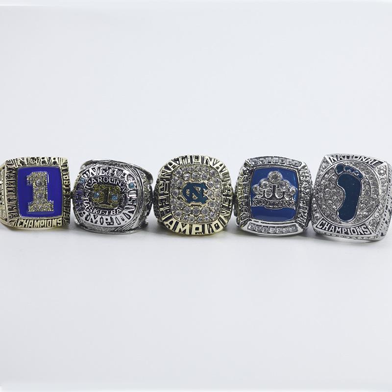 Набор из 5 мужских баскетбольных чемпионских колец NCAA Tar Heels Size 11