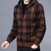 Men Jacket Plaid Pattern Breathable Polyester Sweater Hoodie for Winter