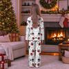 Christmas Parent-Child Matching Outfit with Stand Collar, Button Front and Festive Print