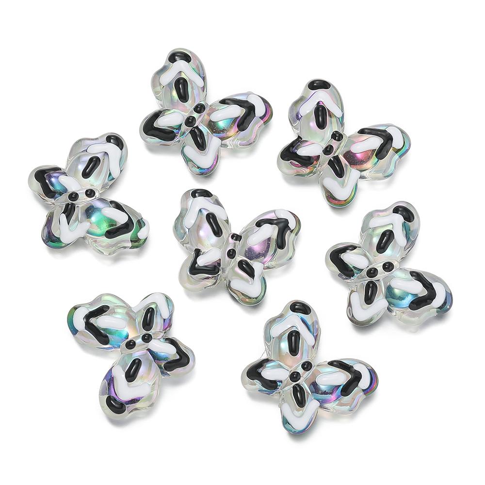 1Pcs Acrylic Hand-Painted Butterfly Beads Colorful Loose Beads for DIY Bracelet Phone Chain Jewelry Making Supplies Findings