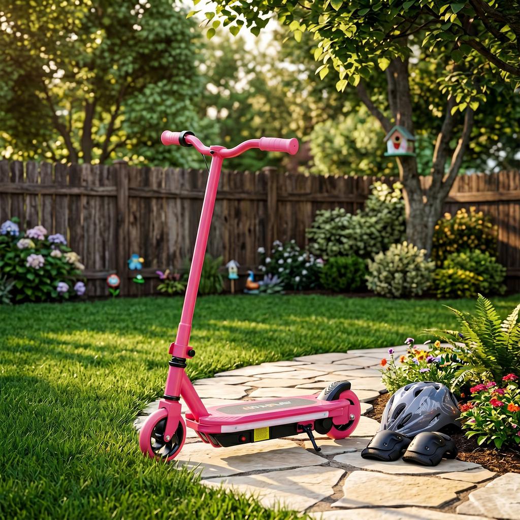 Electric Scooter for Kids 6-14 Years, with Colourful Lights, Pink