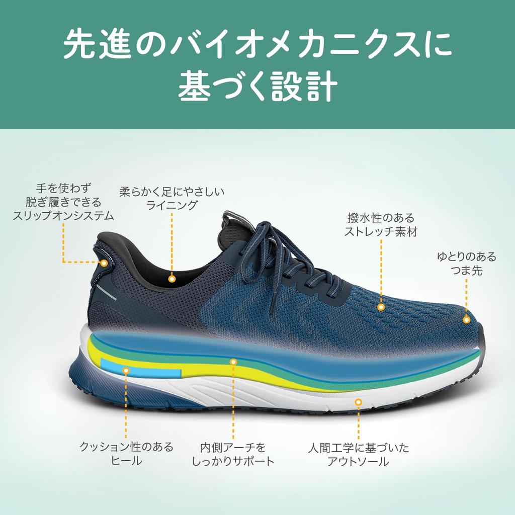 TILOS Sneaker Anpassbare Passform Sneaker Für stehende Arbeit Keine Ermüdung Orthofeet Weit [Orthofeet] Freihändig Herren [25.0cm / (3E-Äquivalent) / Blau]