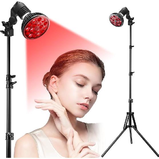 Red Light Therapy Lamp with Adjustable Stand, Red Light Therapy Bulb for Face and Body Use, 660nm Red Light and 850nm Near Infrared Light Combo,