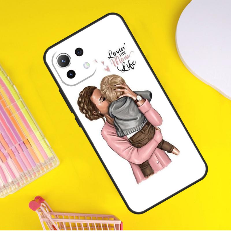 Black Brown Hair Baby Mom Girl Queen Cover For Xiaomi 14 Ultra 13 11T 12T 13T 14T Pro POCO X6 X7 Pro X3 X5 F3 F5 F6 M6 Pro Case