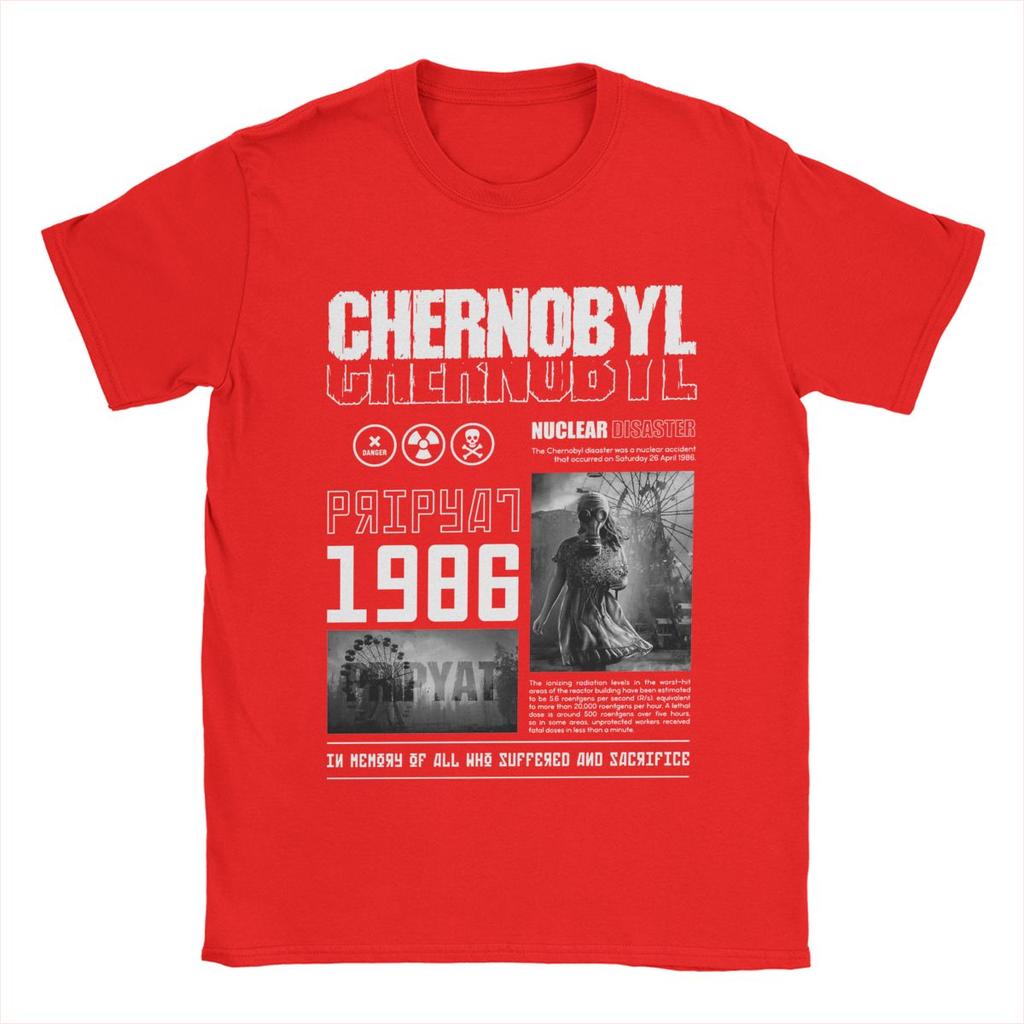 T-Shirt Tschernobyl Herren Baumwolle Lustiges T-Shirt O-Ausschnitt T-Shirts Kurzarm Kleidung Übergröße