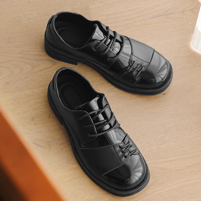 

Fashion New Men s Black Patchwork Lace Up Leather Derby Casual Shoes Male Wedding Dress Homecoming Footwear Zapatos Hombre 45 чорний