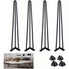 4pcs 30CM Furniture Legs, Set of 4 Hairpin Table Legs, Steel Hairpin Legs with 3 Sturdy Rods, for Coffee Table Dining Table Office