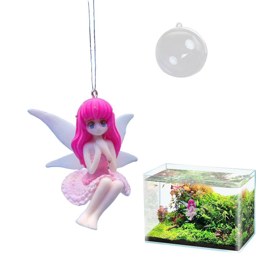 

Плаваючі прикраси для акваріума Маленькі мультяшні Фігурки маленьких фей для акваріума Милі прикраси Ландшафтний елемент Квіткова фея рожевий