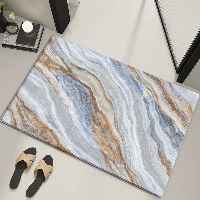 Marble Print Bathroom Mats Super Soft Absorbent Non-slip Toilet Foot Mat Bedroom Bedside Rug Indoor Doormat