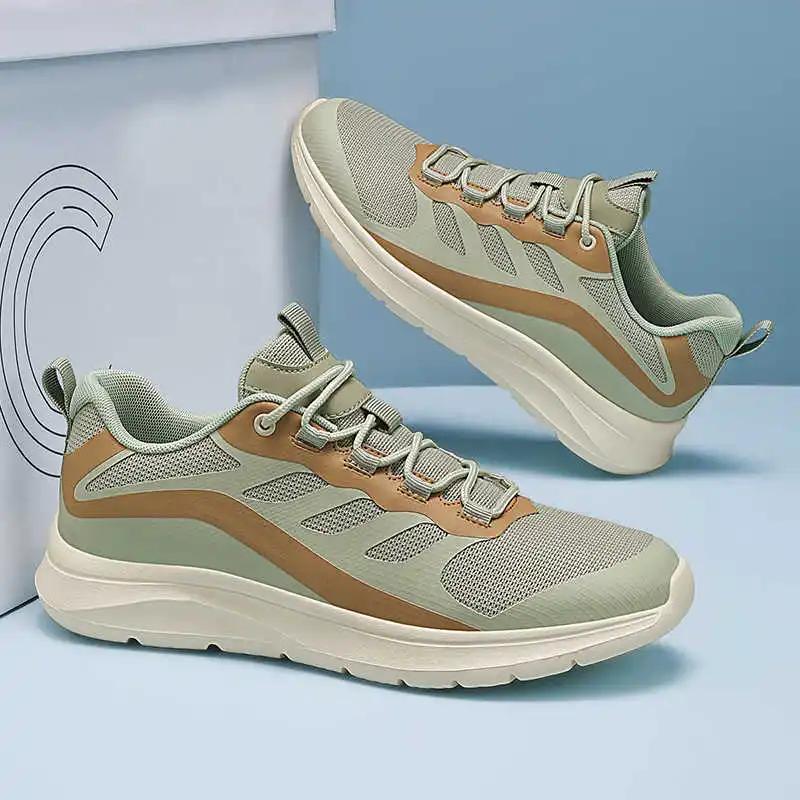 High Platform Rubber Sole Men Green Sneakers Woven White Male Tennis Shoes Silver Tennis Sports Snearkers Real