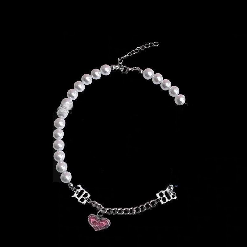 Chic Y2K Pearl Chain Necklace & Bracelet Set - Multiple Styles