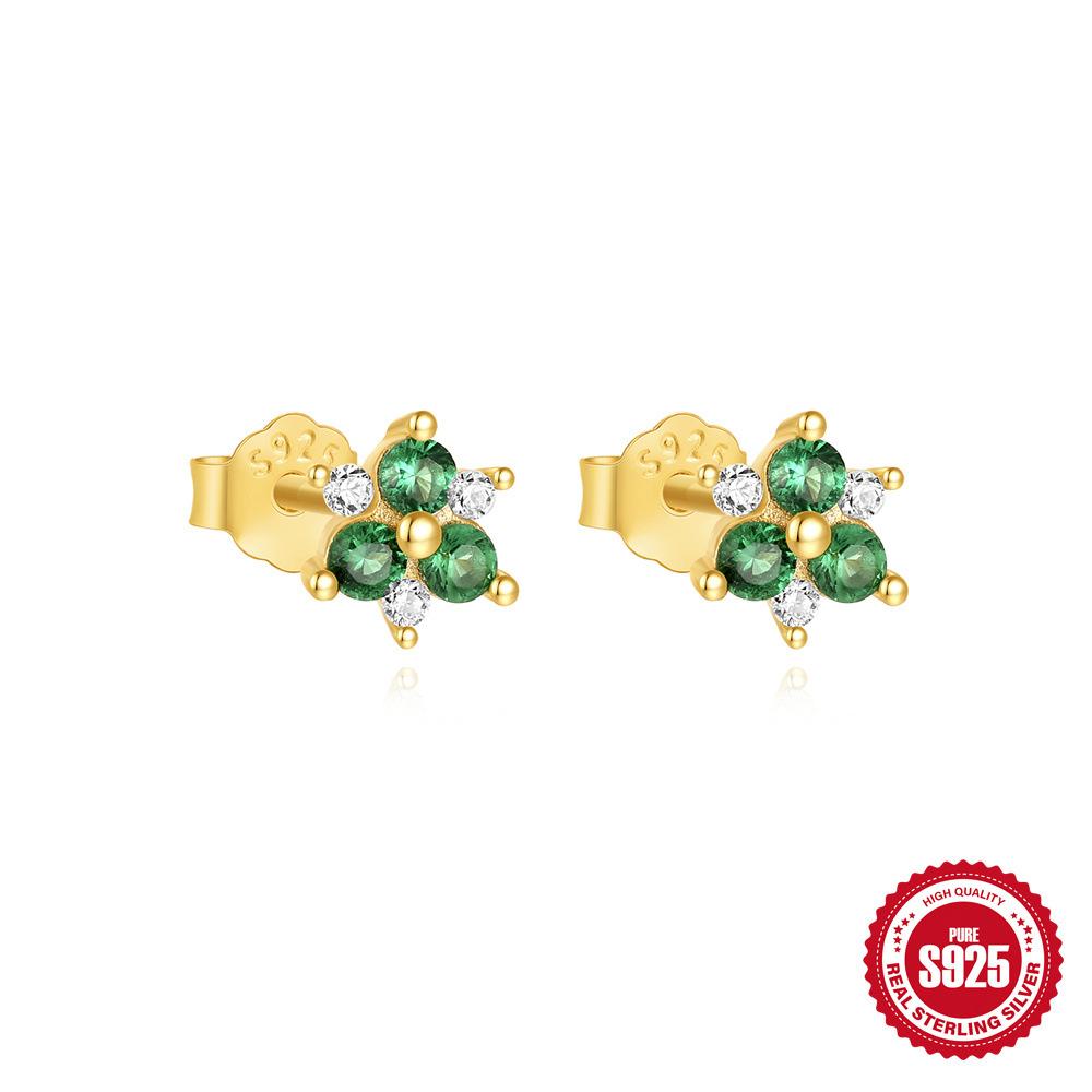 

Simple And Stylish S925 Sterling Silver Rectangular Bag Set With Firm Atmosphere Love Flower Versatile Stud Earrings 925 Silver