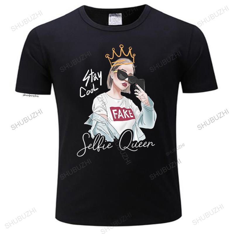 Herren Sommer Marken T-Shirt Mode Baumwolle Kurzarm Schwarz Neu Mädchen mit Krone Unisex O-Ausschnitt Vintage T-Shirt Größe