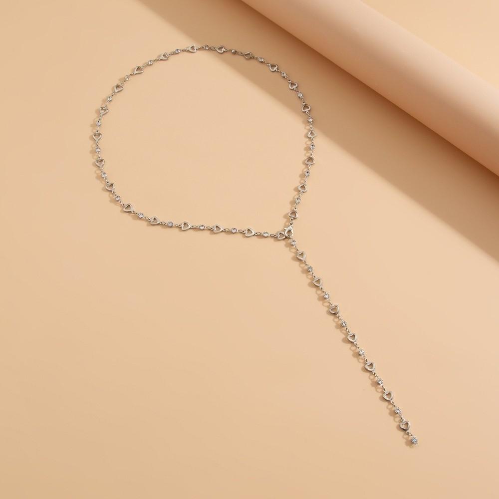 Jewelry Crystal Pendant Necklace Long Choker Necklace Fashion Metal Chain  Women