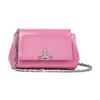 Vivienne Westwood Hazel Saturn Logo Detachable Shoulder Strap Two-Way Leather Shoulder Tote Bag Small Women handbags Pink 4304006RUL001OG406
