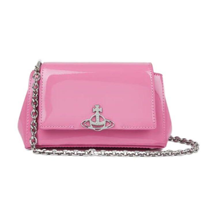 Vivienne Westwood Hazel Saturn Logo Detachable Shoulder Strap Two-Way Leather Shoulder Tote Bag Small Women handbags Pink 4304006RUL001OG406
