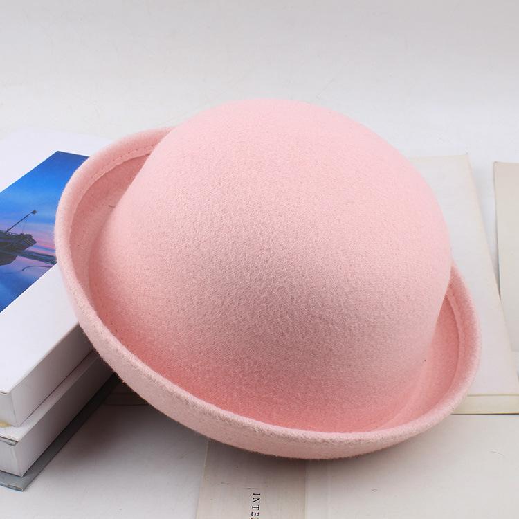 Meier Autumn and winter Korean version trend imitation wool styling small round hat, British retro top hat, round hat for men and women