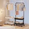Durable Wheeled Clothes & Hat Rack for Bedrooms/Dorms with Shelves - Thick, Simple Frame, Floor-Standing.