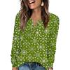 Women's Fashion V-Neck Button-Up T-Shirt With Christmas Print Long-Sleeved Top