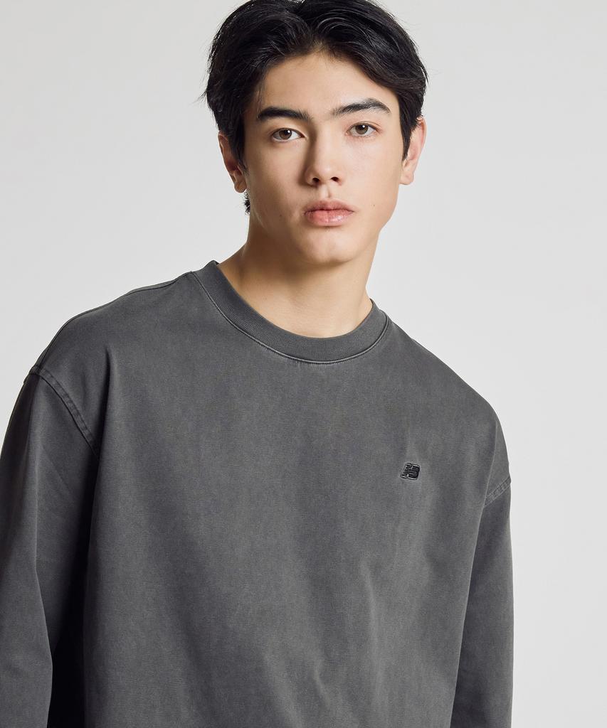 Nyuballanseu Nbndg21204 / Uni Essential Small Logo Washed Long Sleeve Tee (Charcoal)