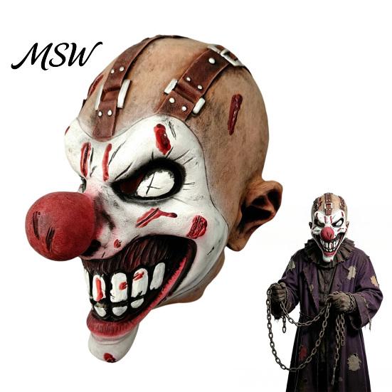 Elastico Confortevole Aderenza Copricapo Maschera da Clown di Halloween, Maschera Horror Spaventosa Realistica in Lattice con Naso Rosso per Casa Infestata Cosplay Feste Costume