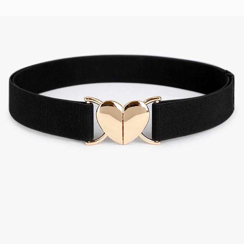 

Женские Эластичные Пояса Девочки Регулируемые Эластичные Пояса на Талию С Металлической Пряжкой в Форме Сердца Аксессуары для Пояса Пальто Платья