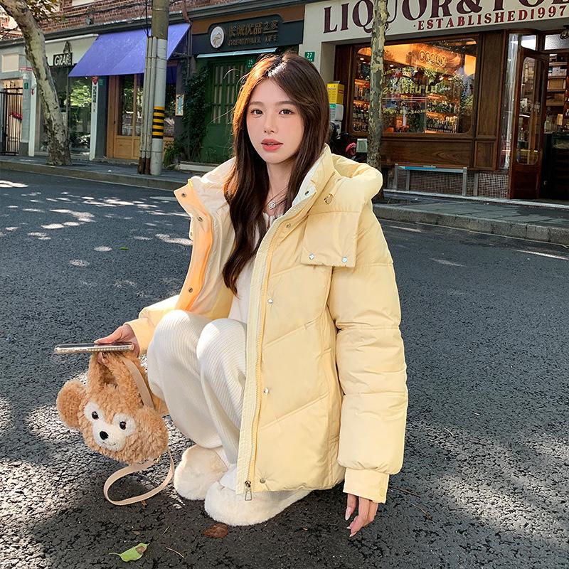 

Флисовая куртка с хлопковой подкладкой зимняя студенческая новая свободная короткая утолщенная куртка с капюшоном на хлопковой подкладке M жёлтый