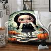 1pc Halloween, Wednesday Blanket Lightweight Flannel Blanket Throw Blanket For Sofa, Bed, Travel, Camping, Livingroom, Office, Couch