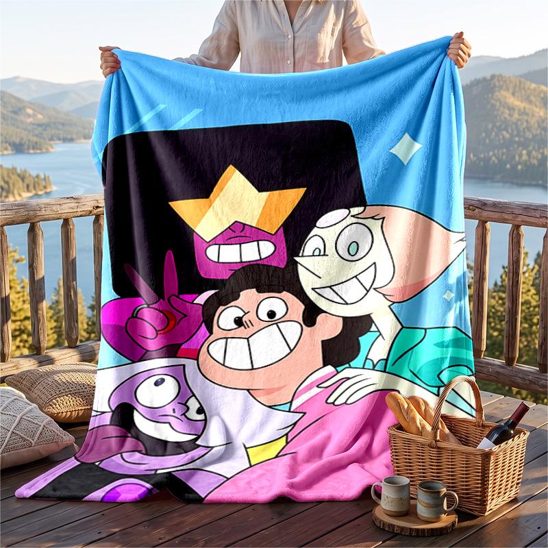 Warm Flannel Blanket Steven Universe Pattern, Lightweight Comfortable Throw Blanket for Bed Sofa Use