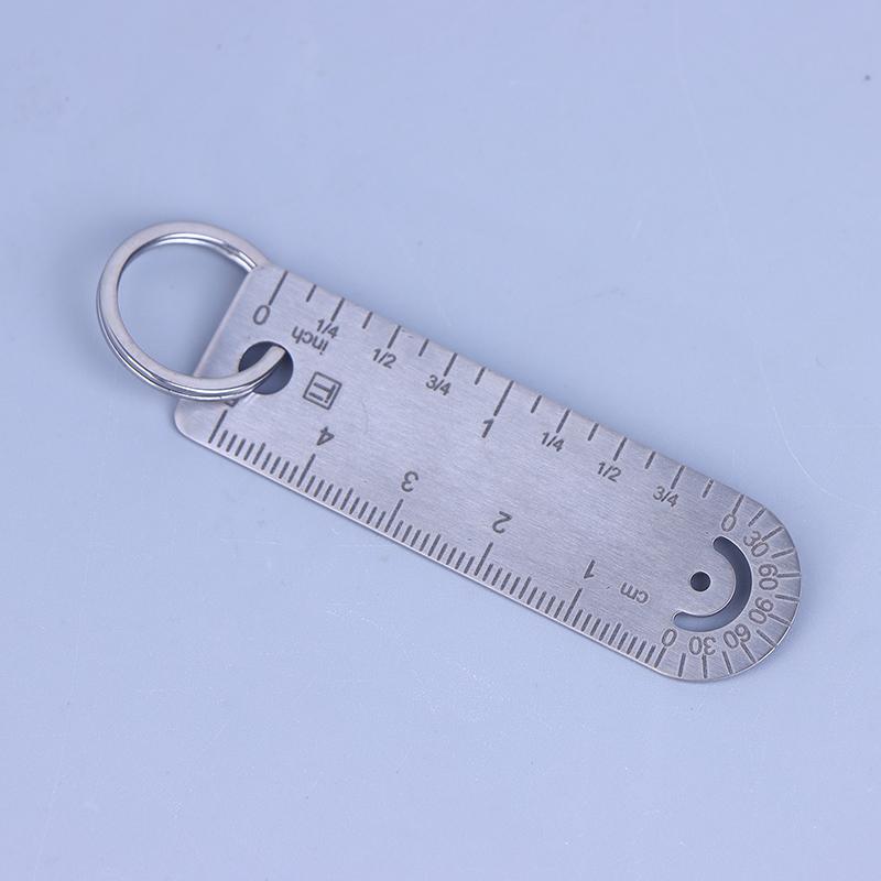 1Pc Portable Mini Titanium Alloy Ruler Titanium Small Ruler Keychain Pendant Keychain Accessories Outdoor Tool