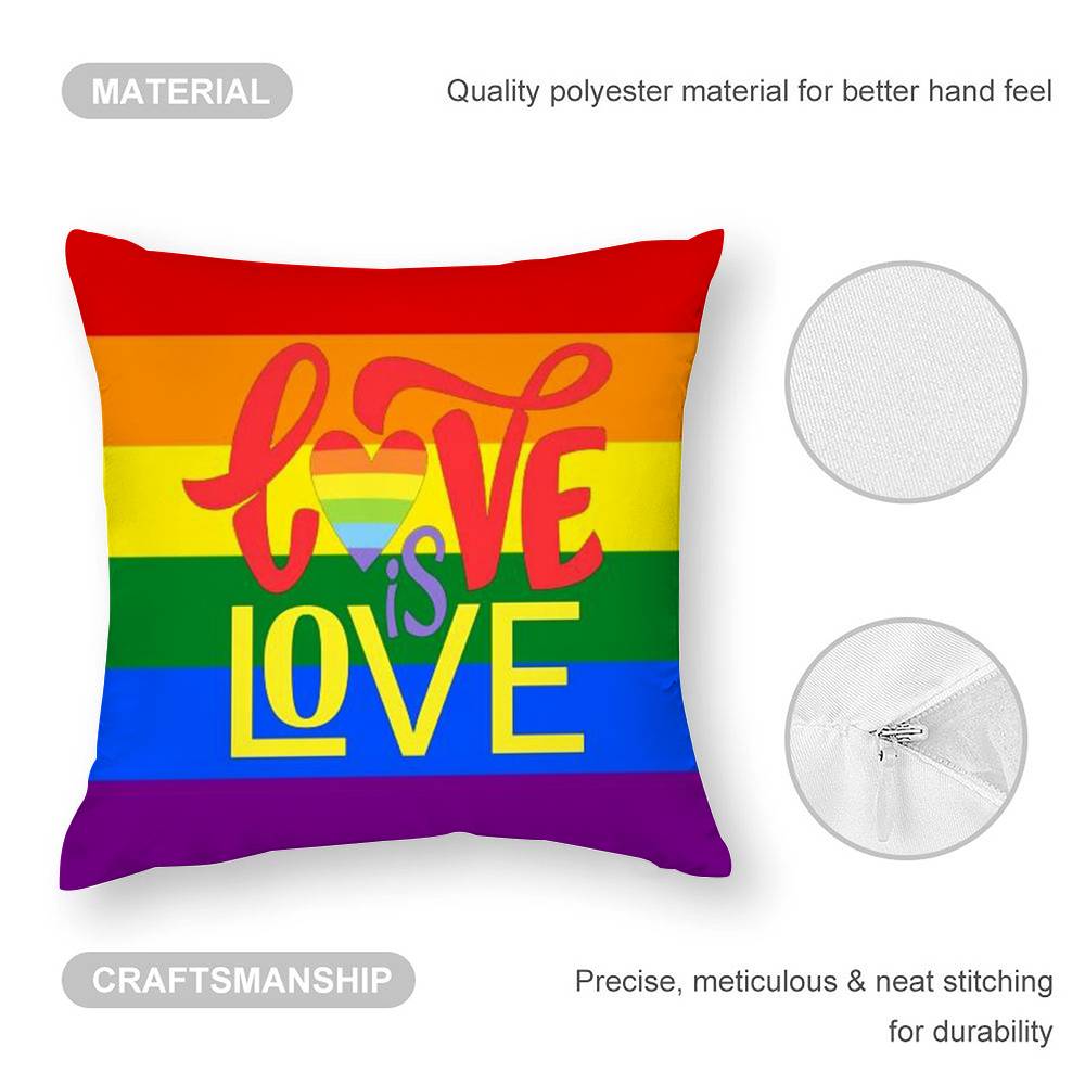 Pillow Case Sofa Living Room Bedroom Double-Sided Printing Homosexual Rainbow Flag Square Cushion Nap Time Pillow Case