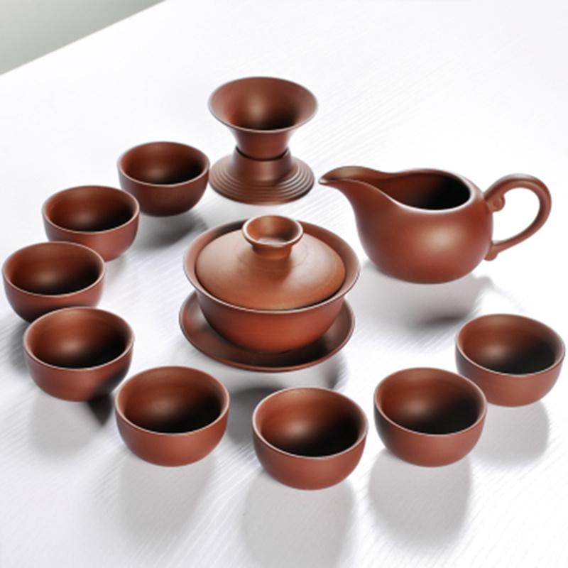 Heißer Verkauf Keramik Lila Ton Tee-Set Kung Fu Kanne Sieb Xishi Gaiwan Teekanne Serviertasse Teetasse Chinesisches Trinkgeschirr Hohe Qualität