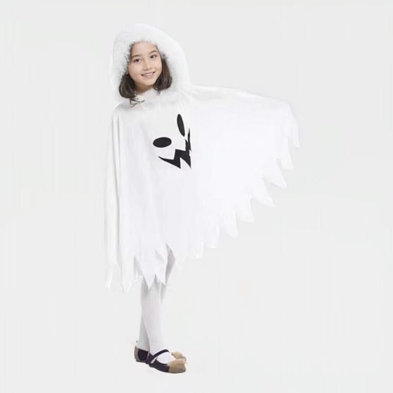 Halloween Kids White Ghost Vampire Costume Demon Grimace Playful Elf Cape Cape Party