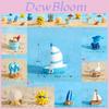 Charming Resin Surfboard Sailboat Seagull Seashell Beach Decor Miniatures Modern
