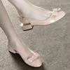 Congyuan Outer Wear Buckle Belt with the Same French One-word Bag Head Sandals Gentle Round Head Women Summer Bow High Heels Women